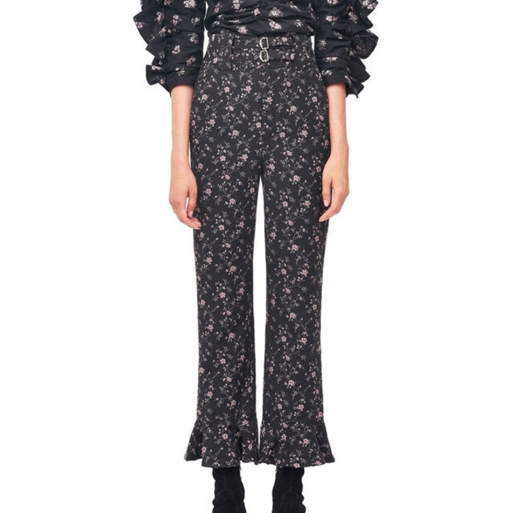 Rebecca Taylor floral jacquard flounce hem pants